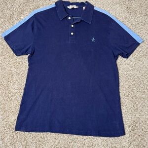 Original Penguin Men’s Navy Polo with Light Blue Shoulder Stripe